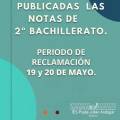 Publicadas las notas de 2º Bachillerato en Mirador.